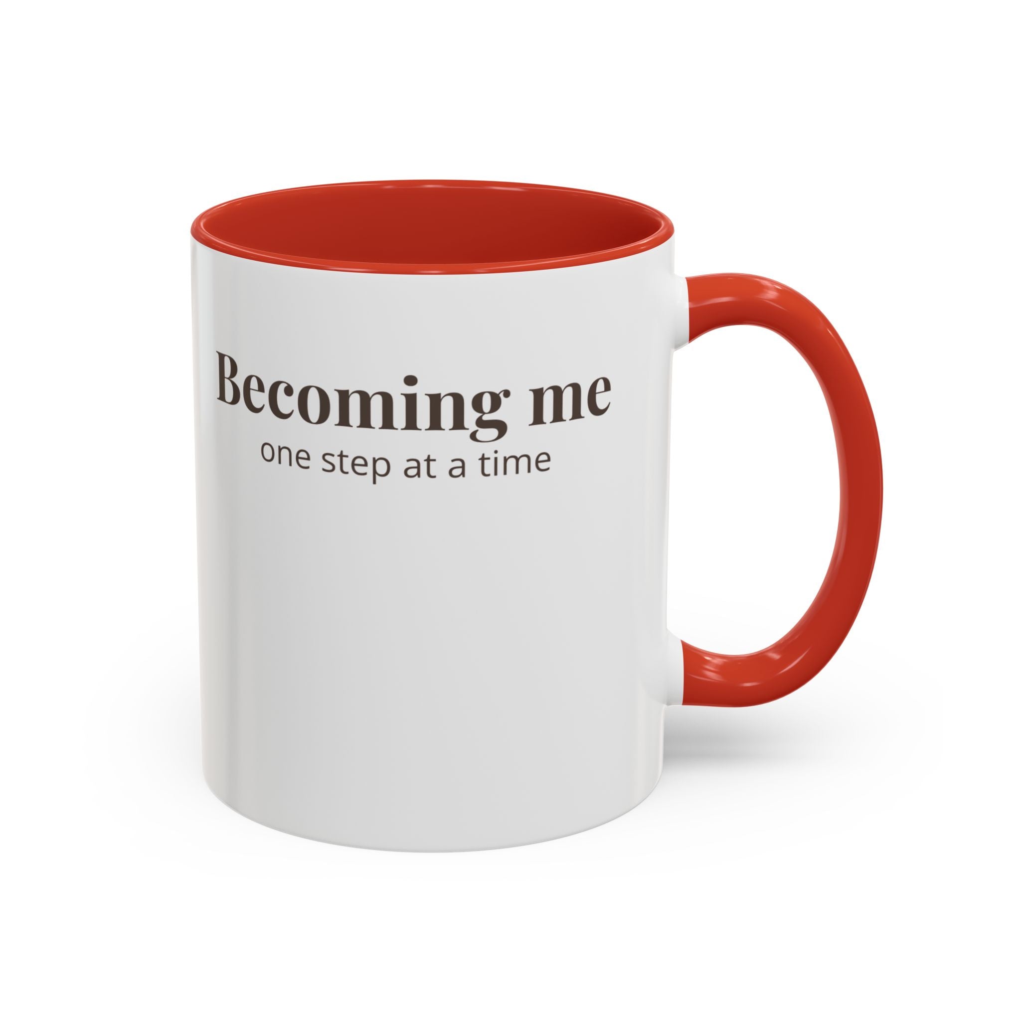 Becoming Me Accent Coffee Mug - Minimal Motivational Mug, "One Step at a Time" Self-Care Gift
