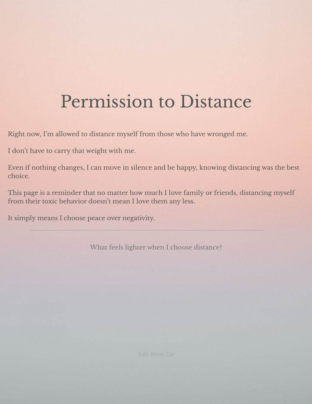 Permission to Distance – 5-Page Printable Reflection Set (Digital PDF)