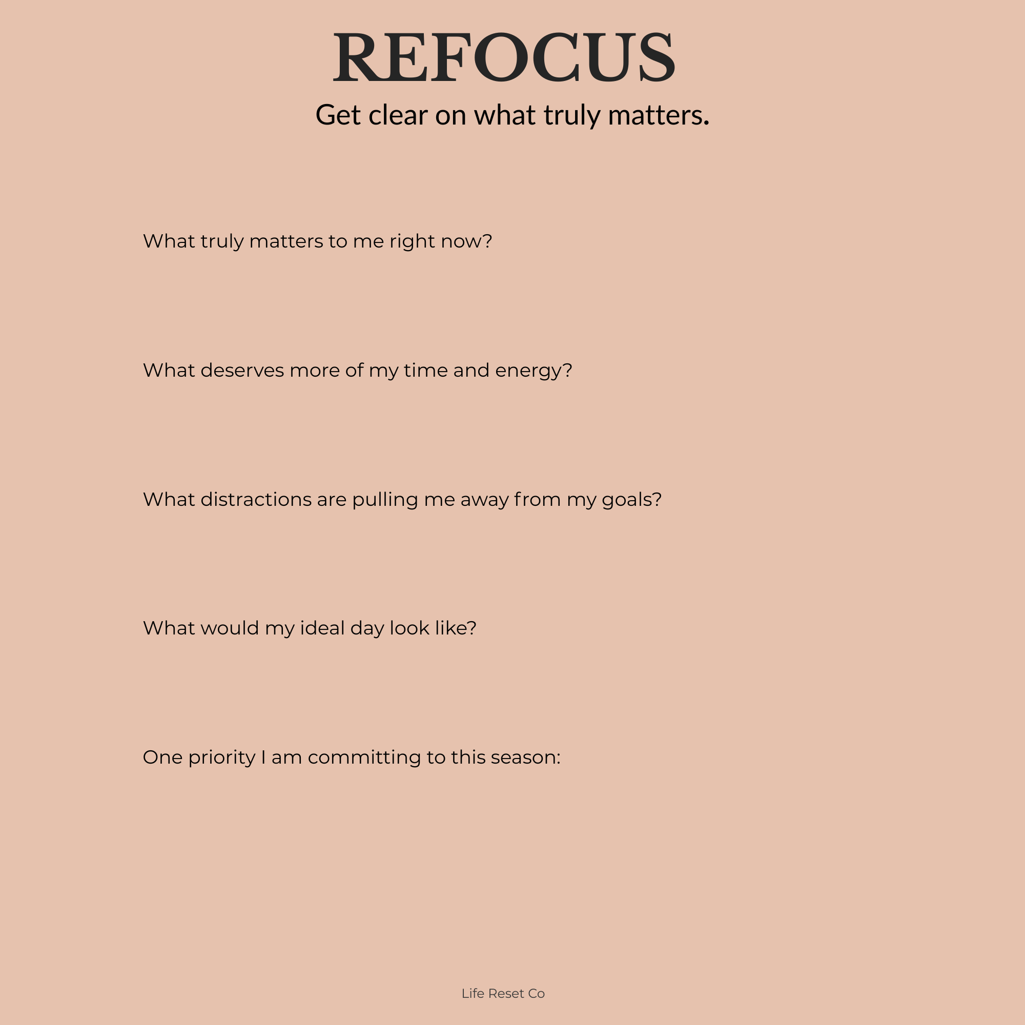 Life Reset Starter Pack (Printable Journal & Reflection Pages) Digital Download