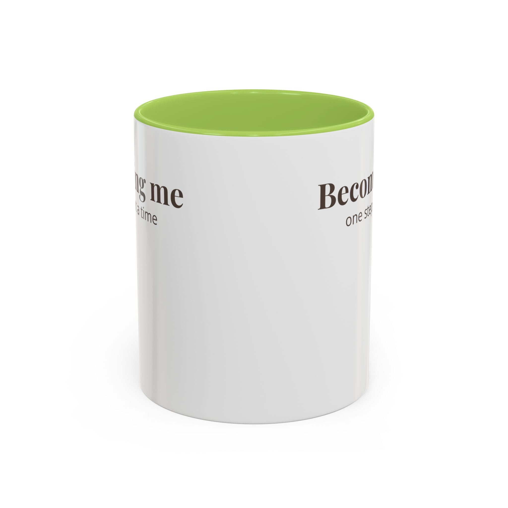 Becoming Me Accent Coffee Mug - Minimal Motivational Mug, "One Step at a Time" Self-Care Gift