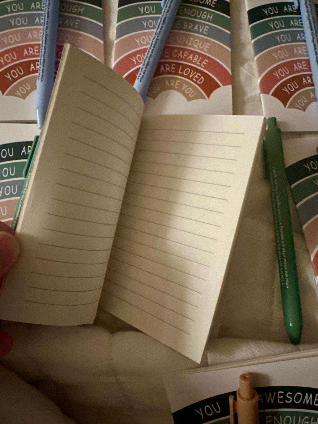 Life Reset | Affirmation Mini Notepad + Motivational Pen Set (5-Piece Self-Care Bundle)