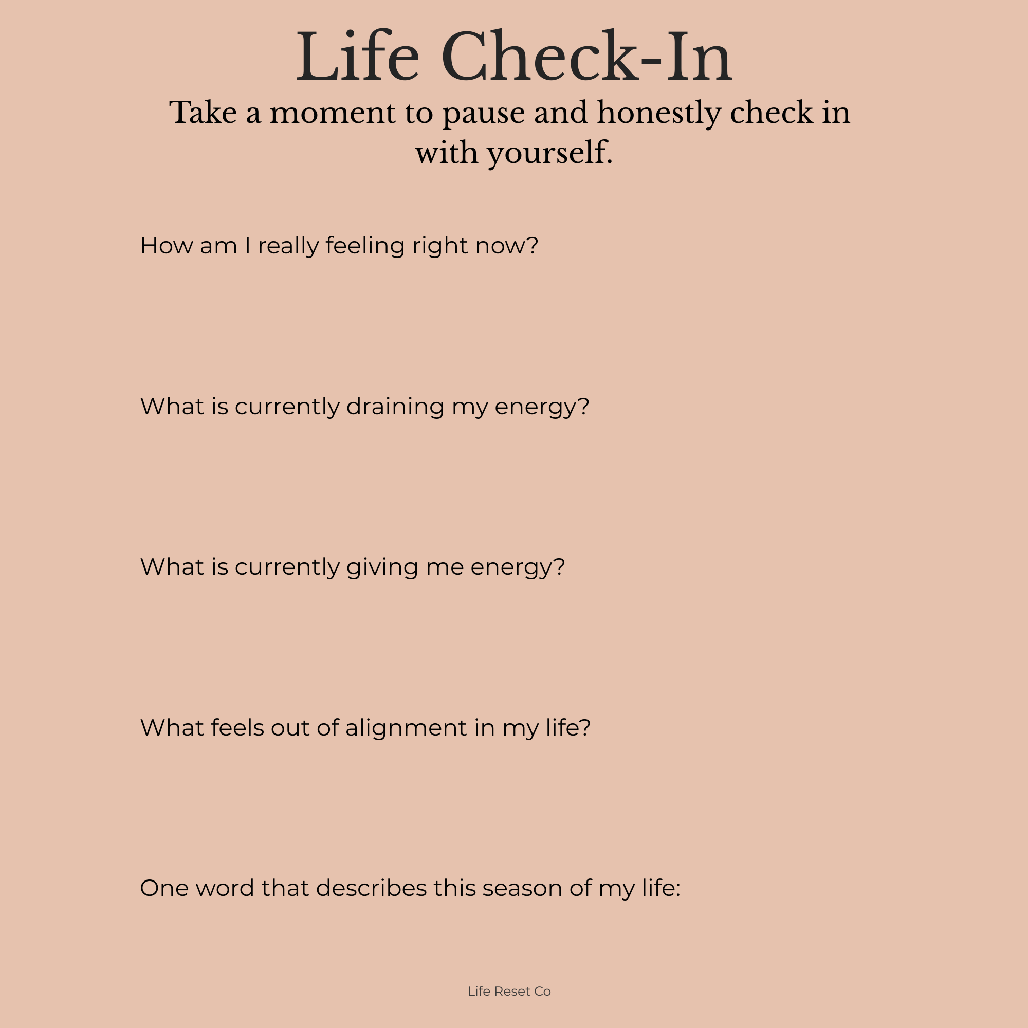 Life Reset Starter Pack (Printable Journal & Reflection Pages) Digital Download